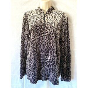 VTG Softwear Mark Singer Jacket Women XS Black White Animal Print USA Y2K Zip Up